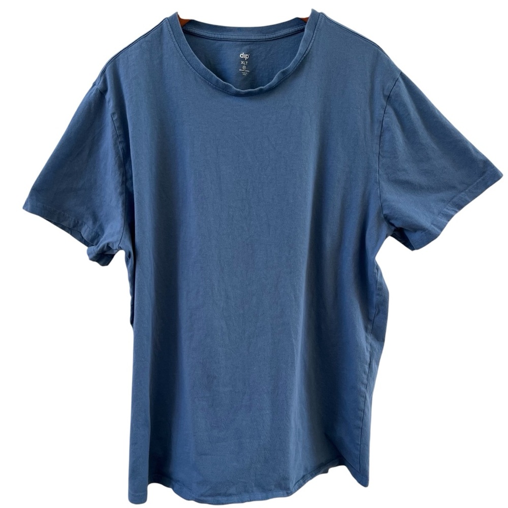 Dip Mens Organic Cotton Slate Blue Short Sleeve T-Shirt Size XLT Tall Crew Neck